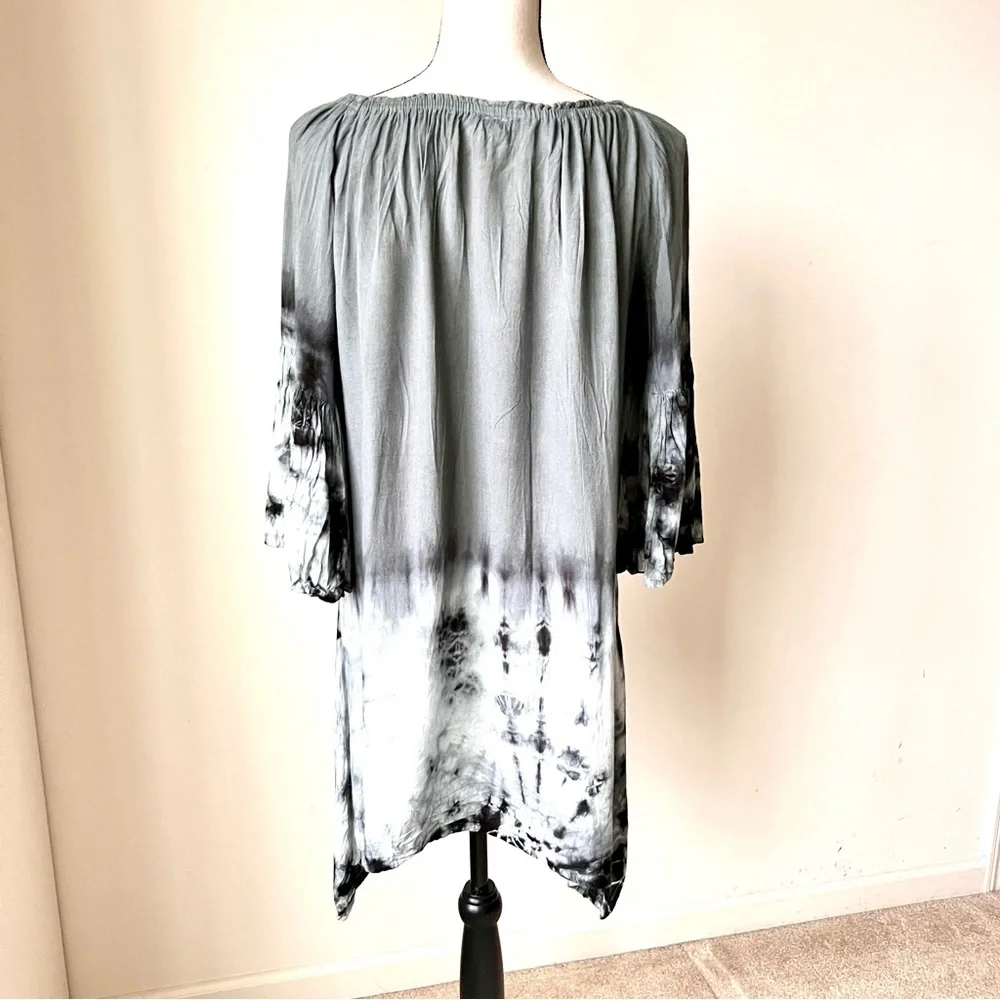 ACE FASHIONS Versatile Bell Sleeve Tie Dye Dress/Cover Up—SZ. Small